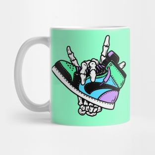 Retro High Top Sneaker in the Hands of a Skeleton Mug
